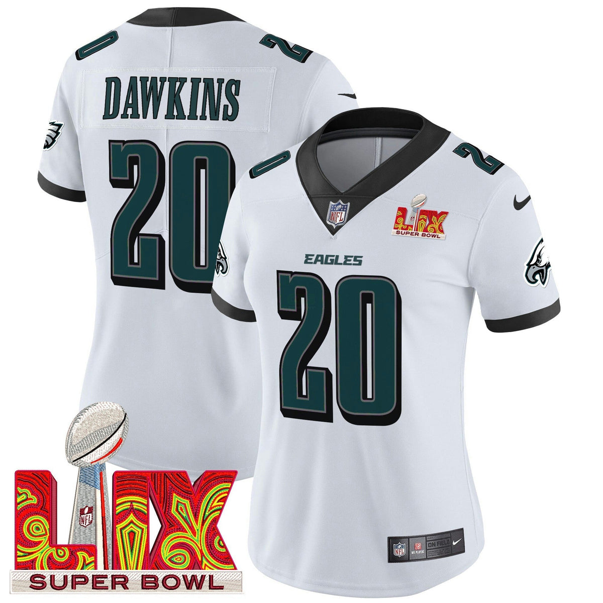 NFL Women’s Philadelphia Super Bowl LIX Patch Vapor Limited Jersey