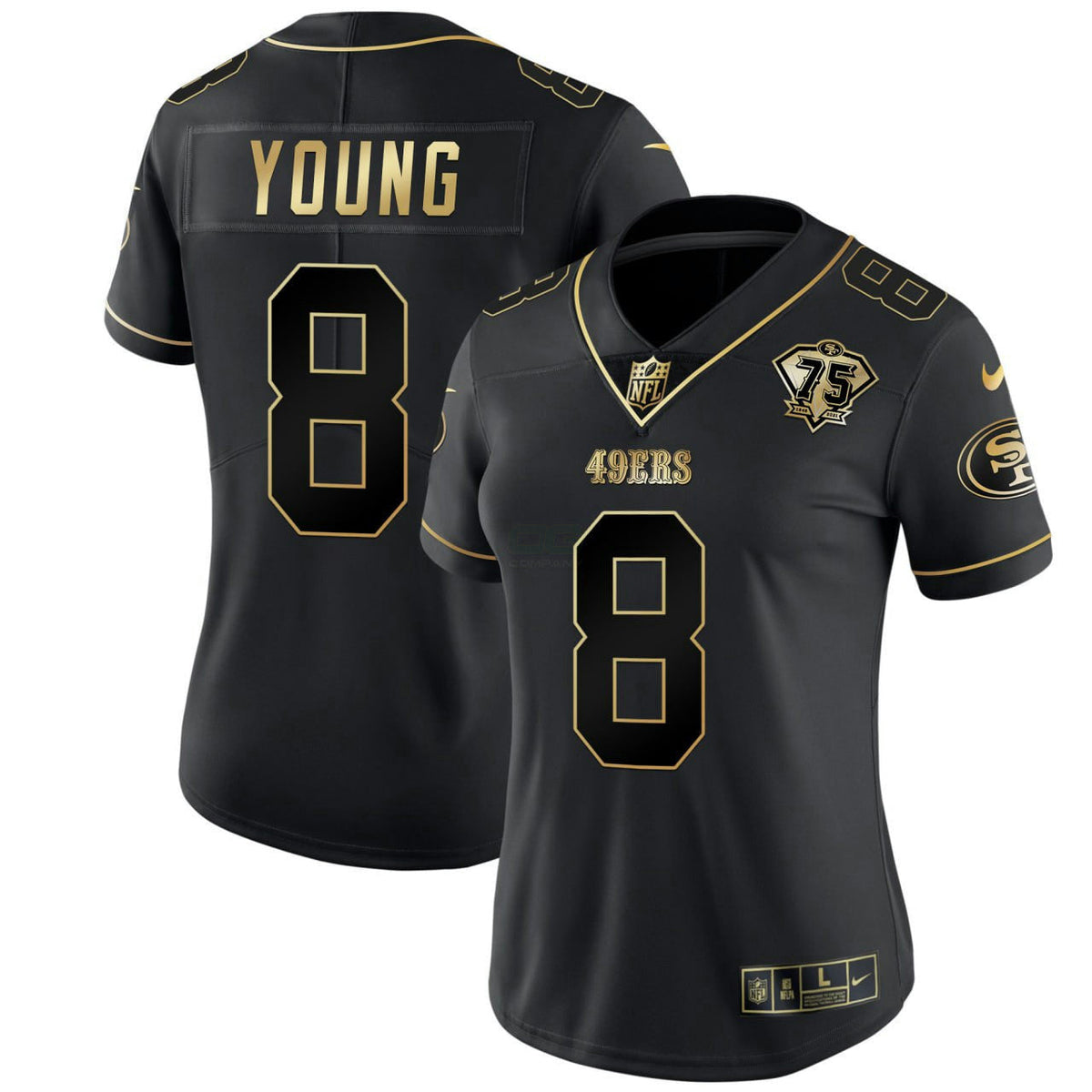 NFL Women’s Steve Young San Francisco Black Gold Jersey - Black Gold