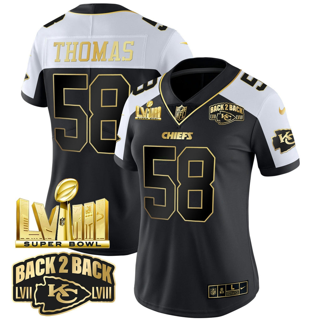 NFL Women’s Super Bowl LVIII & Back 2 Back Gold Patch Vapor Jersey V2