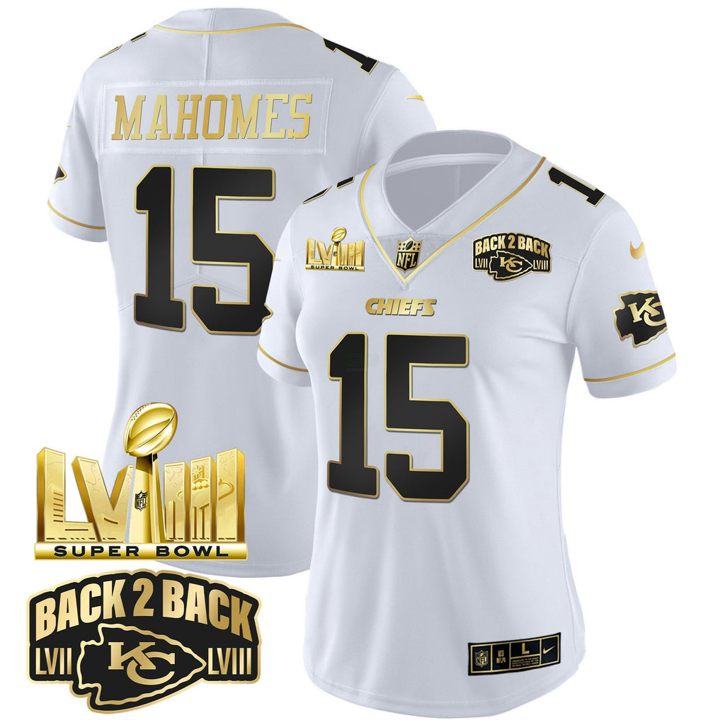NFL Women’s Super Bowl LVIII & Back 2 Back Gold Patch Vapor Jersey V2