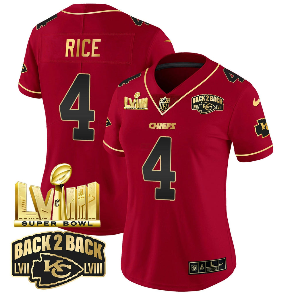NFL Women’s Super Bowl LVIII & Back 2 Back Gold Patch Vapor Jersey