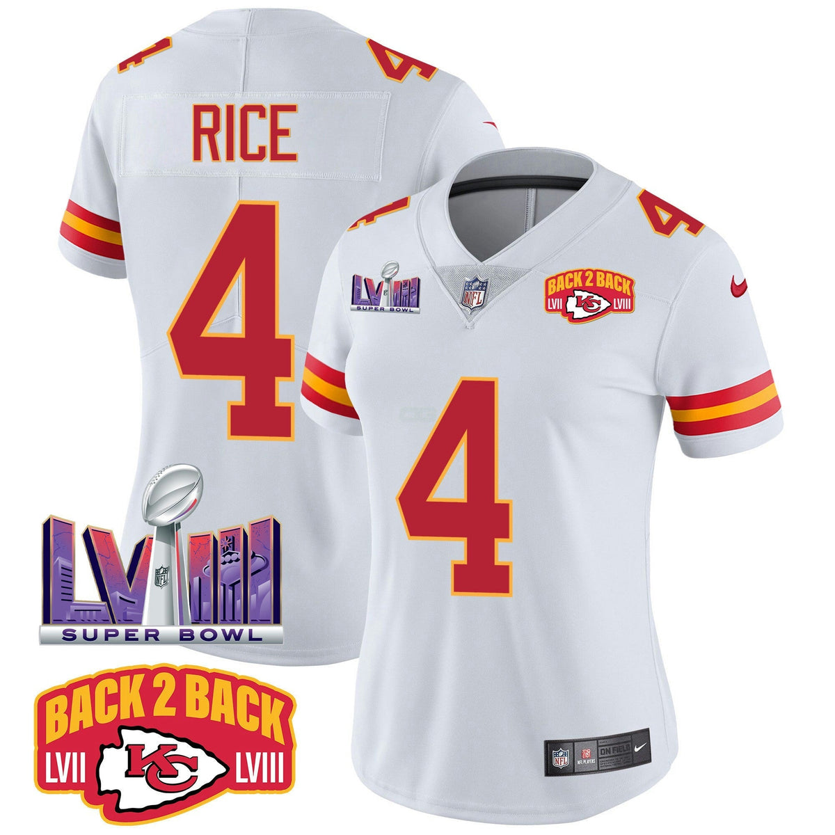 NFL Women’s Super Bowl LVIII & Back 2 Back Patch Vapor Jersey