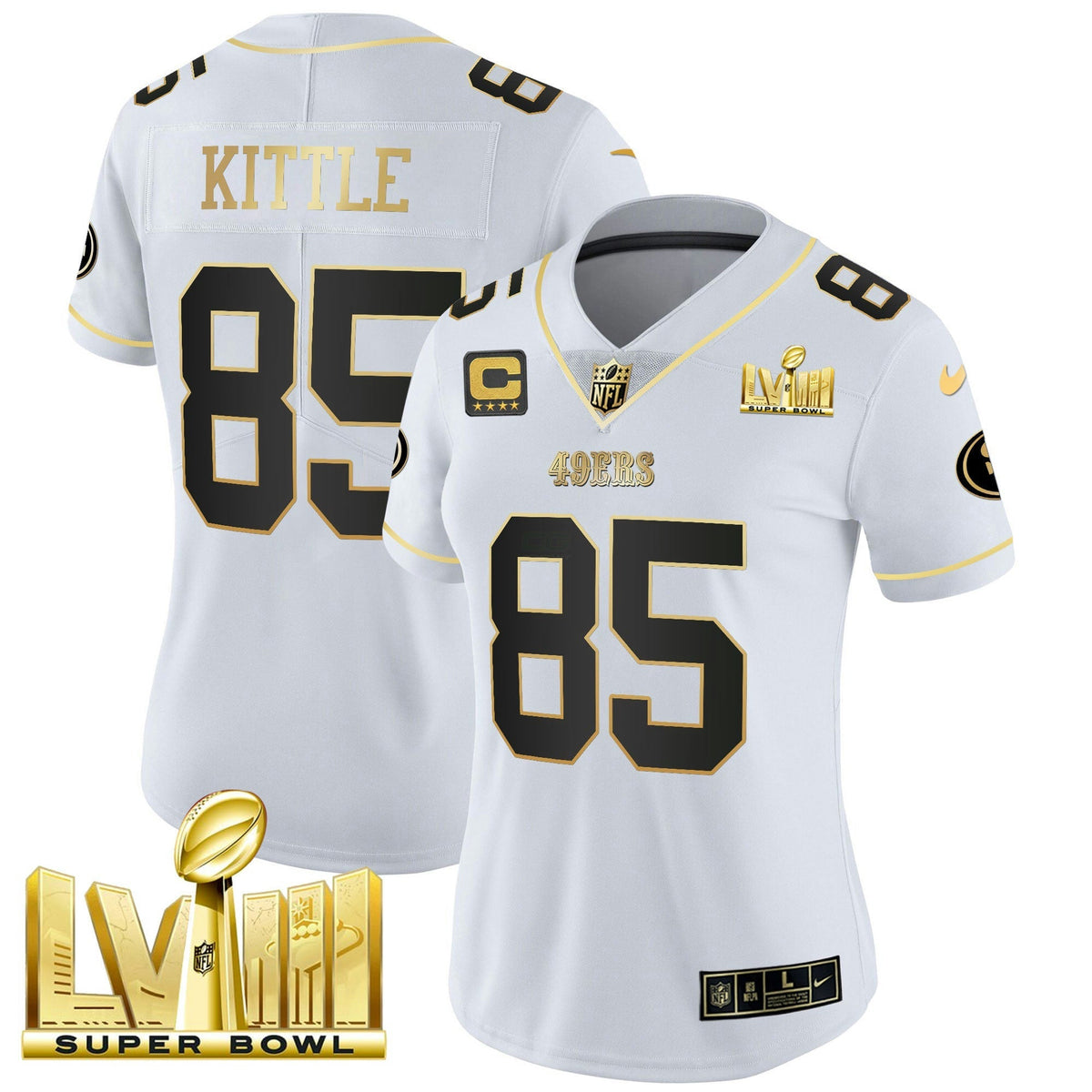 NFL Women’s Super Bowl LVIII Gold Patch Vapor Jersey V2