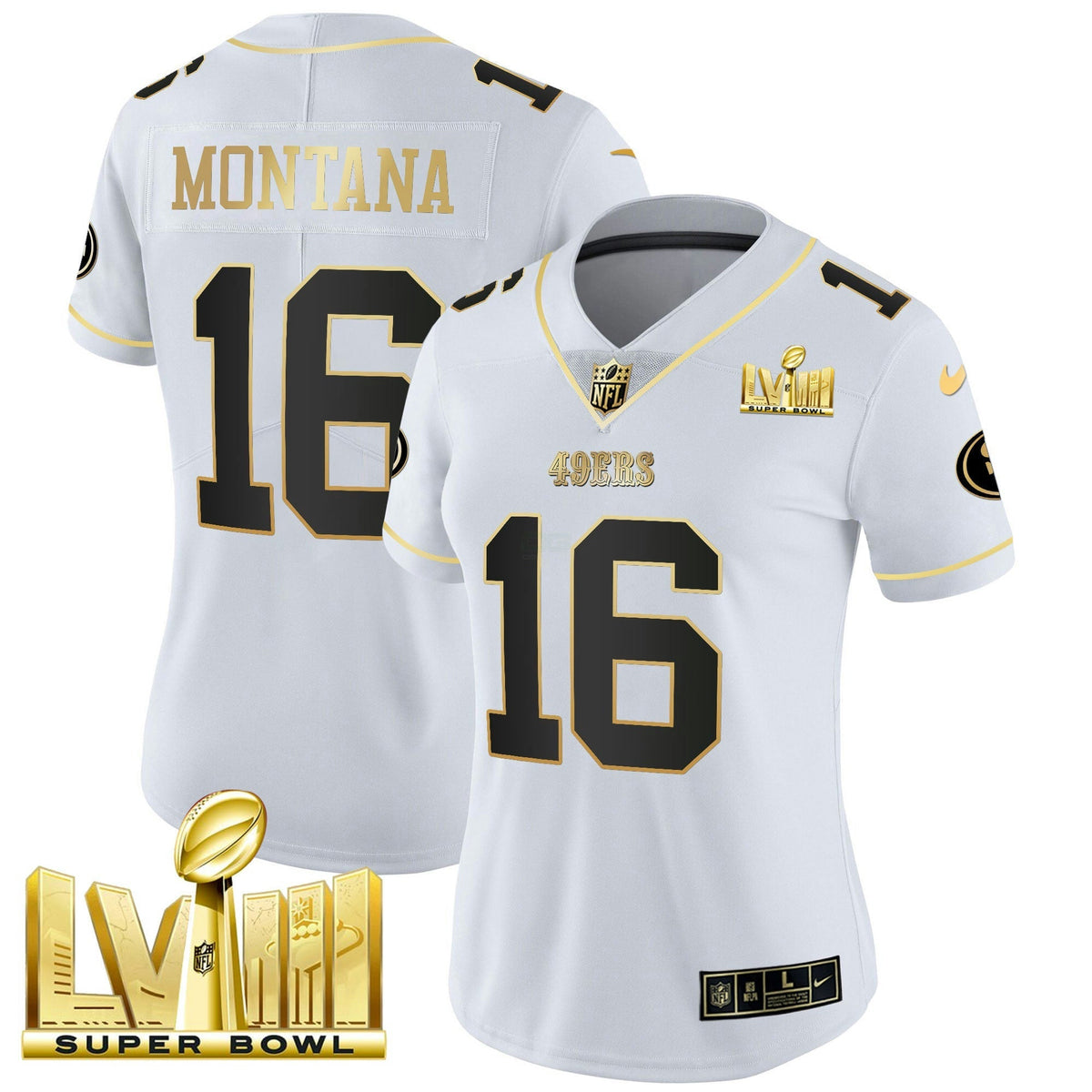 NFL Women’s Super Bowl LVIII Gold Patch Vapor Jersey V2