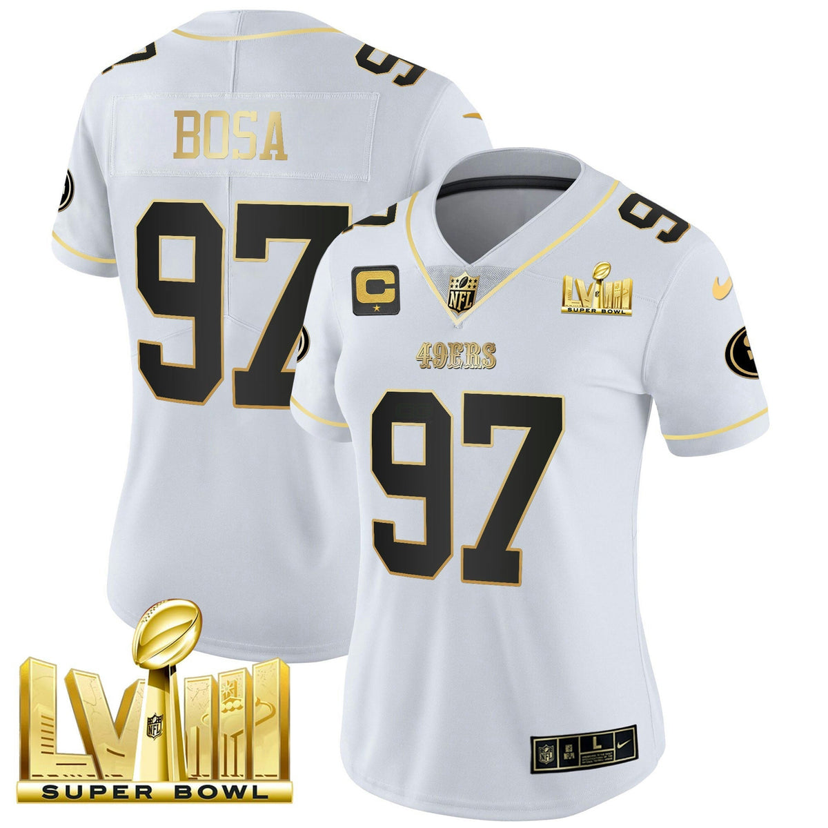 NFL Women’s Super Bowl LVIII Gold Patch Vapor Jersey V2