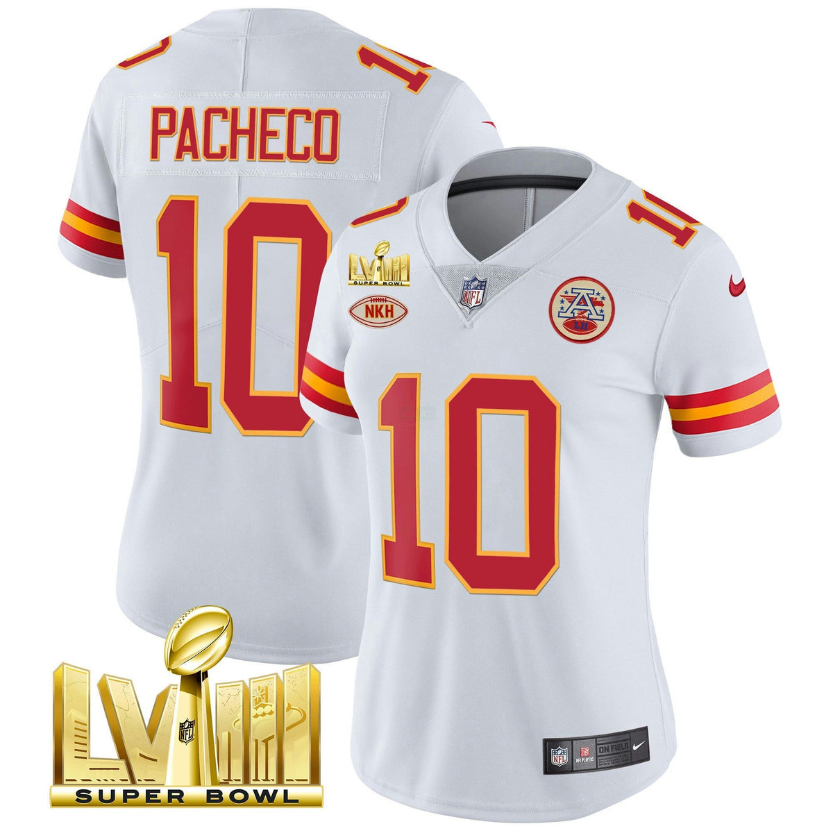 NFL Kansas City Chiefs Women’s Super Bowl LVIII Gold Patch Vapor Jersey V2