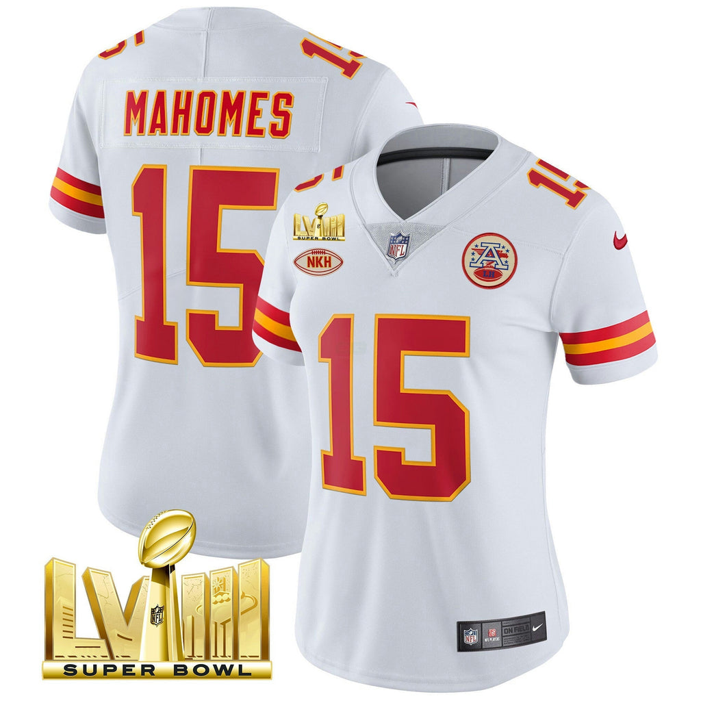 NFL Kansas City Chiefs Women’s Super Bowl LVIII Gold Patch Vapor Jersey V2
