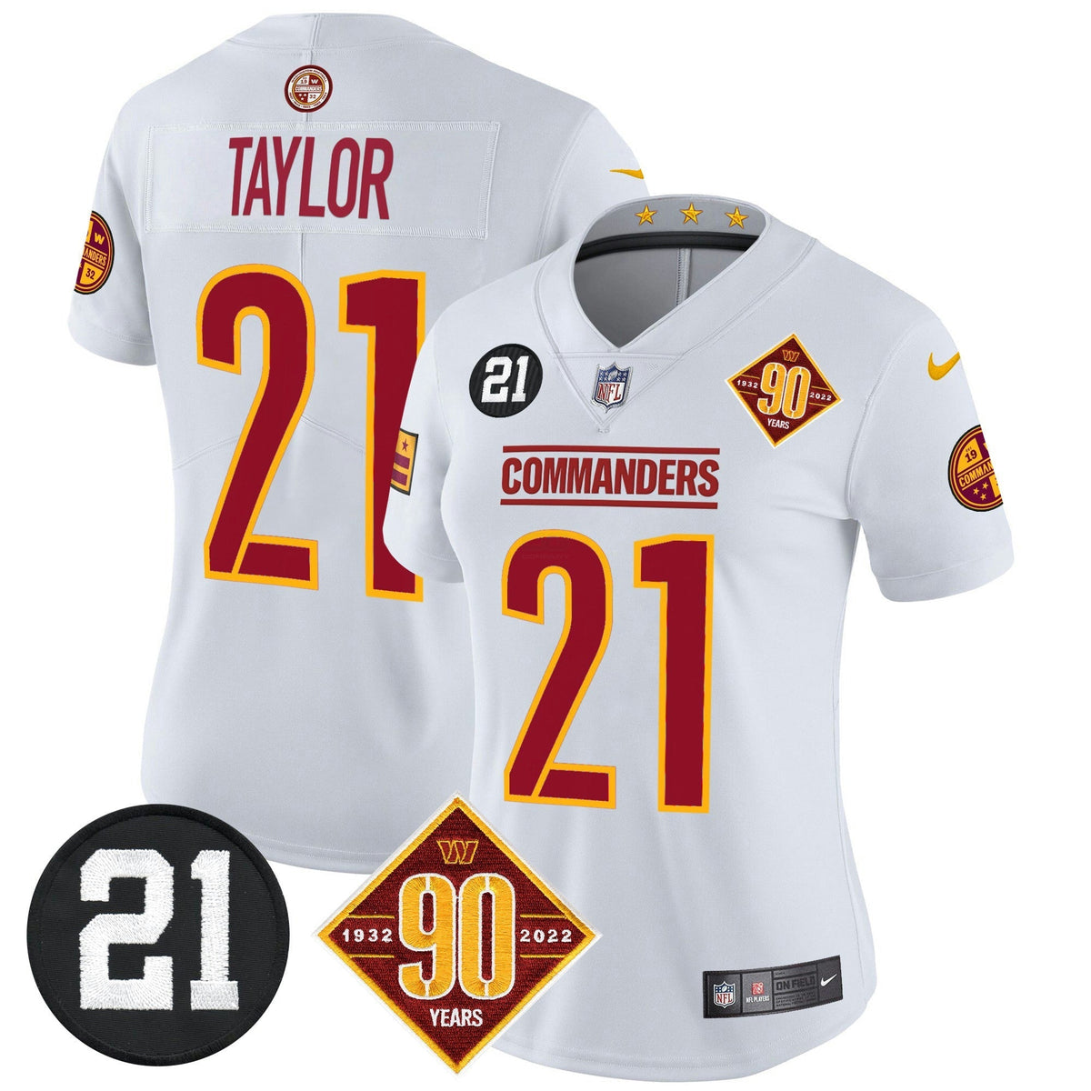 NFL Women’s Washington 90th & Sean Taylor Patch Vapor Limited Jersey
