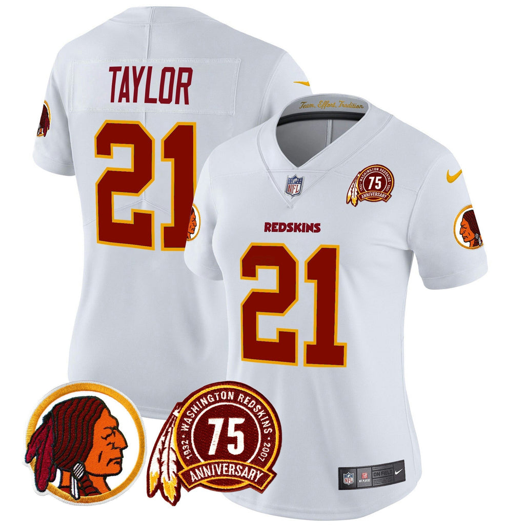 NFL Washington Commanders Women’s Washington Redskins 75th Patch Throwback Vapor Limited Jersey