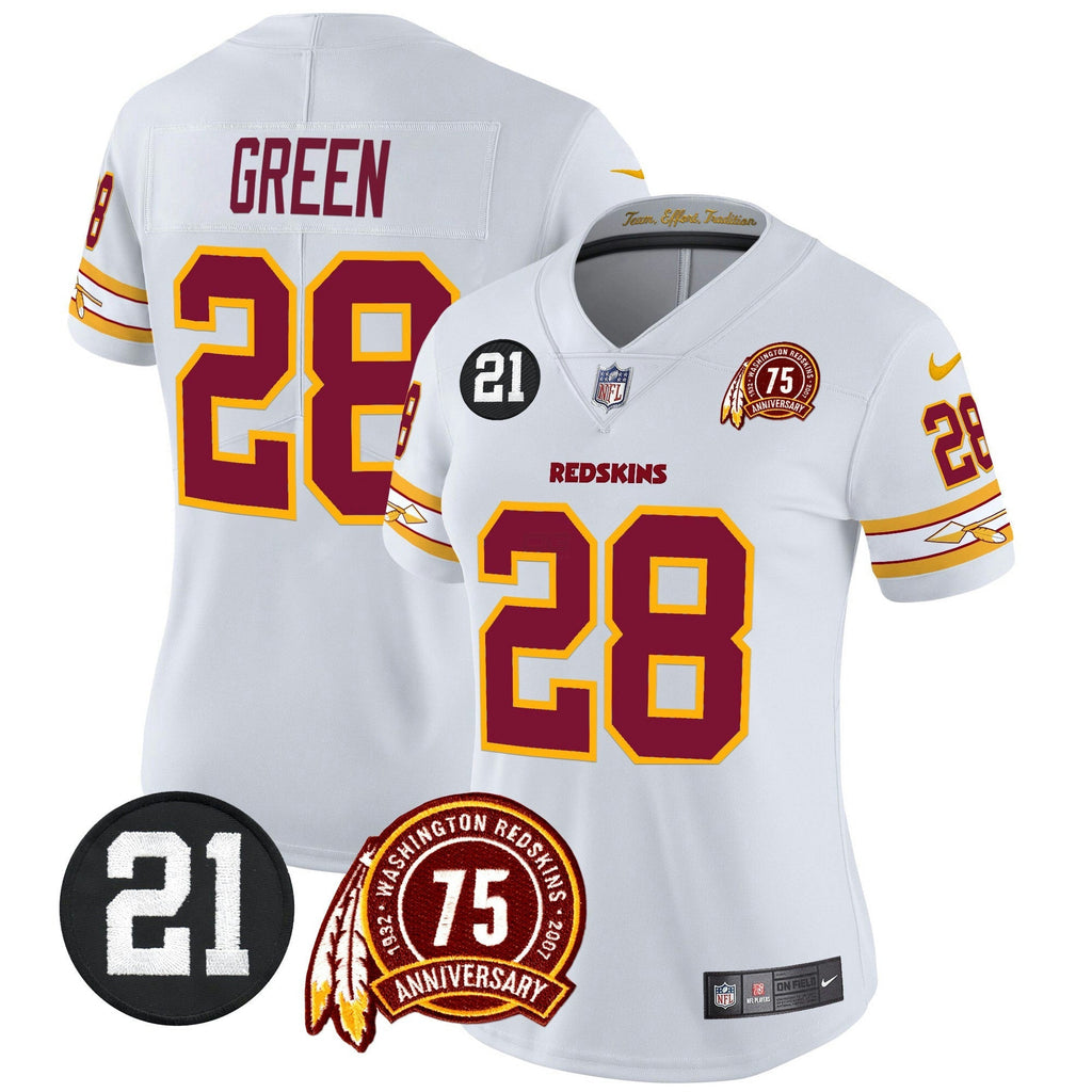 NFL Washington Commanders Women’s Washington Redskins 75th & Sean Taylor Patch Vapor Limited Jersey V2