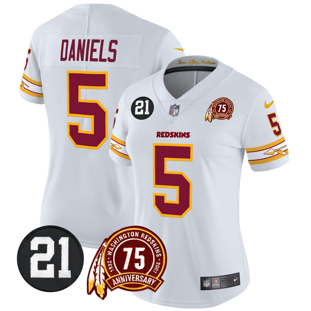 NFL Washington Commanders Women’s Washington Redskins 75th & Sean Taylor Patch Vapor Limited Jersey V2