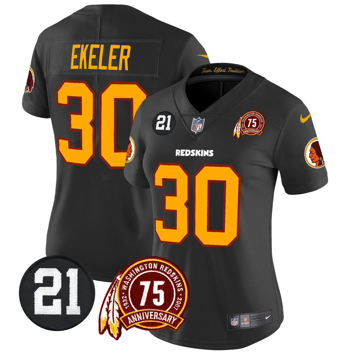 NFL Washington Commanders Women’s Washington Redskins 75th & Sean Taylor Patch Vapor Limited Jersey
